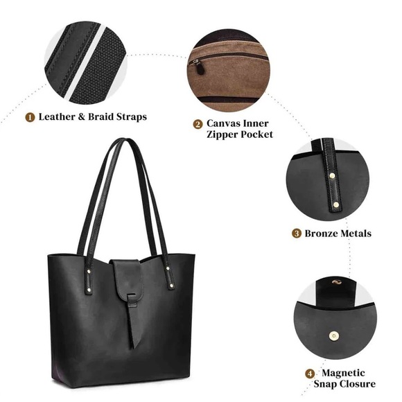 S-ZONE GENUINE LEATHER TOTE in Black - Picture 11 of 11